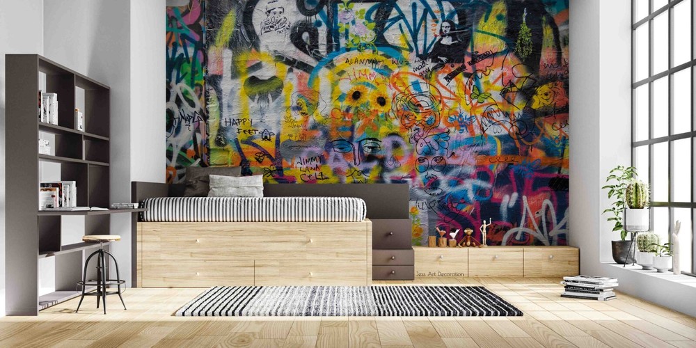 3D Abstract Color Artistic Graffiti Wall Murals Wallpaper Murals Wall Sticker-image