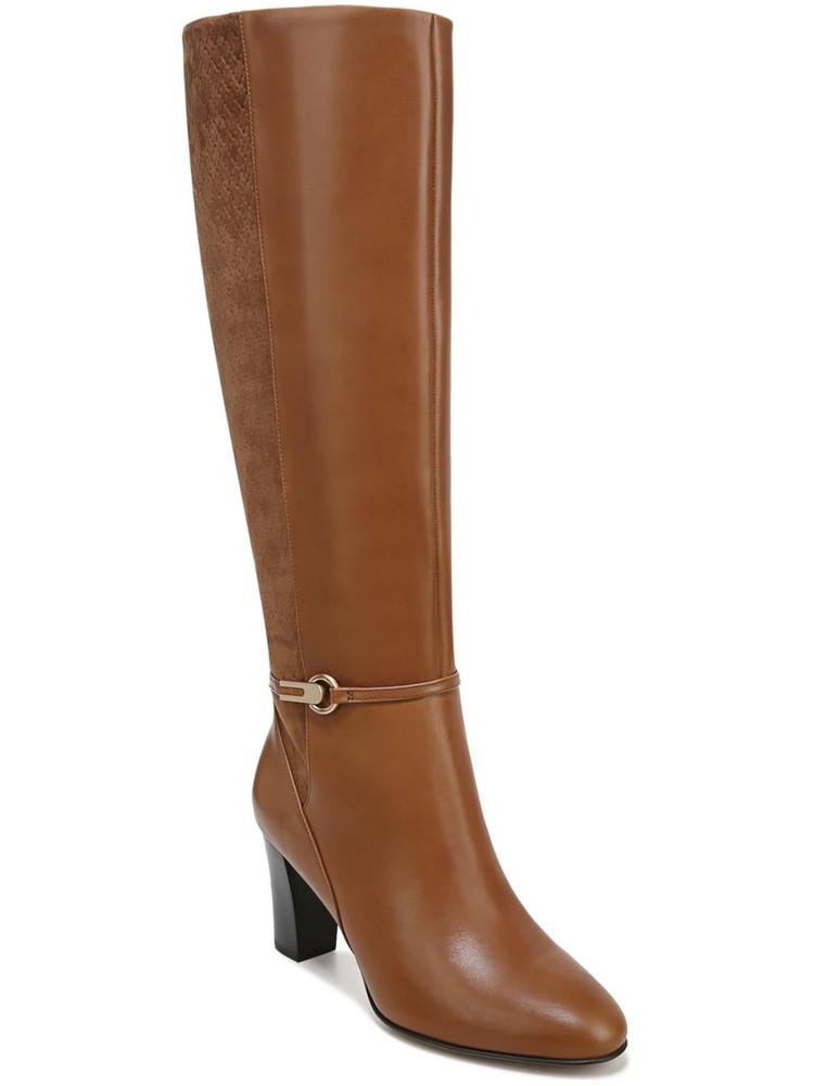 FRANCO SARTO Womens Brown Palermo Almond Toe Block Heel Leather Boots 7 M