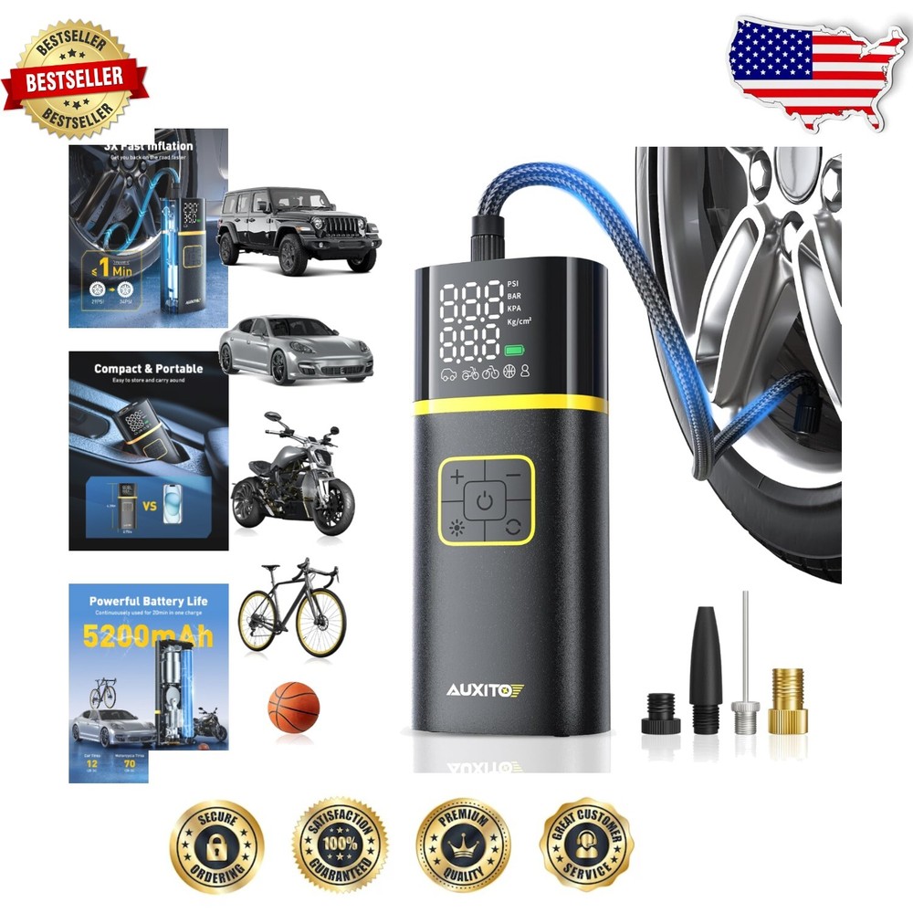 Portable Rechargeable Tire Inflator with LED Light for Road Trips  