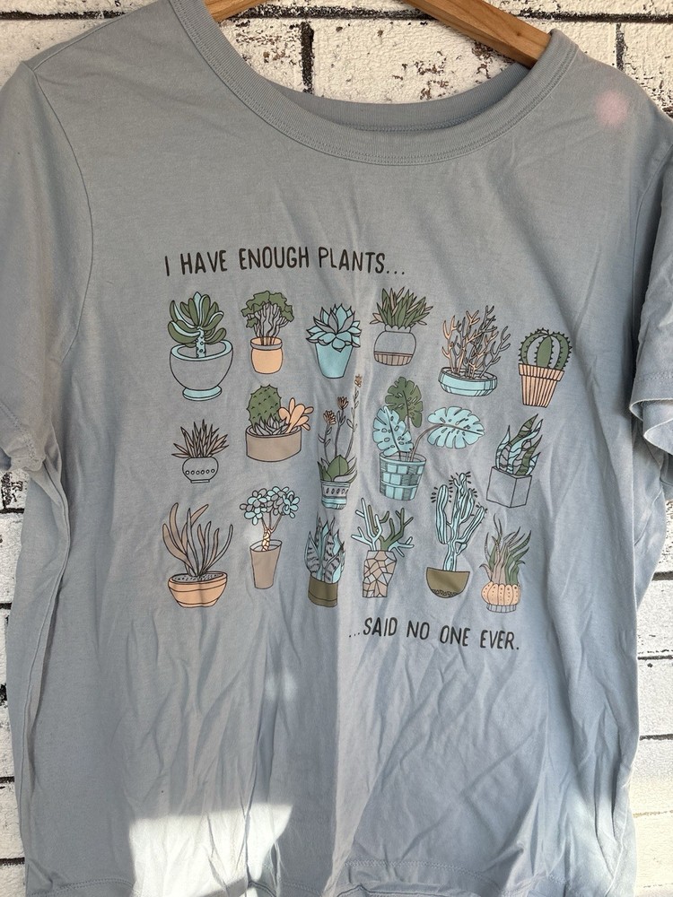 Zoe + Liv T-Shirt Womens 2XL Blue Cactus Plants Graphic Cotton Blend Casual Mom