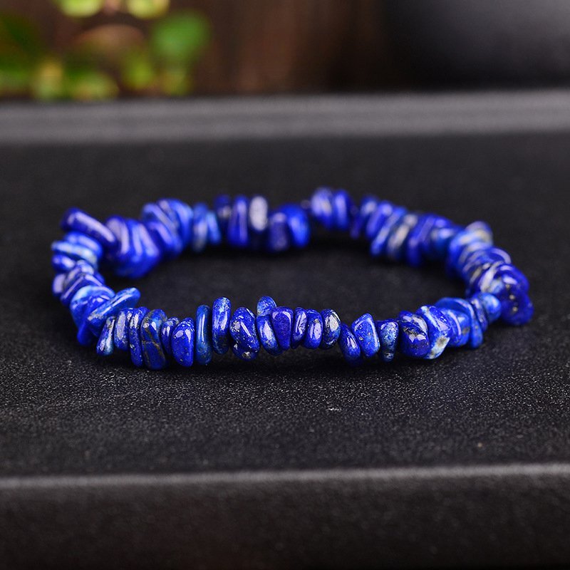 Natural Lapis Lazuil Quartz Crystal Stretchy Bracelet Chip Stone Bangle Healing