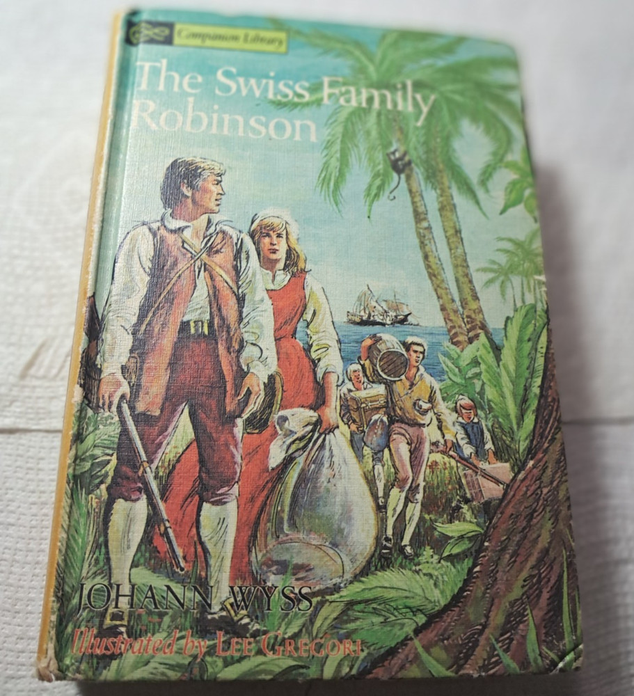 Swiss Family Robinson-Crusoe Companion Library Flip Book HC Vintage Classic 1963