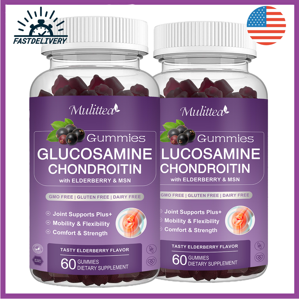 2 Packs Glucosamine Chondroitin Gummies 1500mg With Elderberry MSN Joint Support