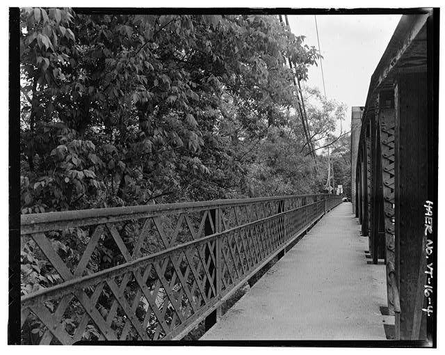 4. View north, west truss sidewalk handrail - Vermont Bridge No. 48, Spanning