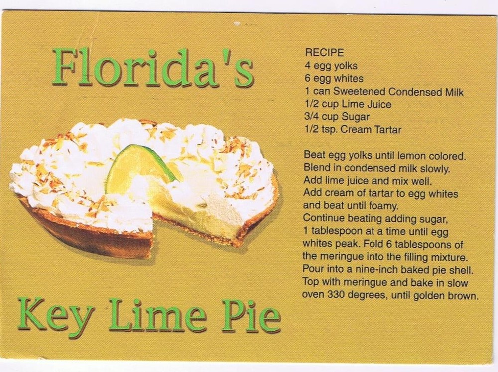 Florida Postcard Key Lime Pie Recipe
