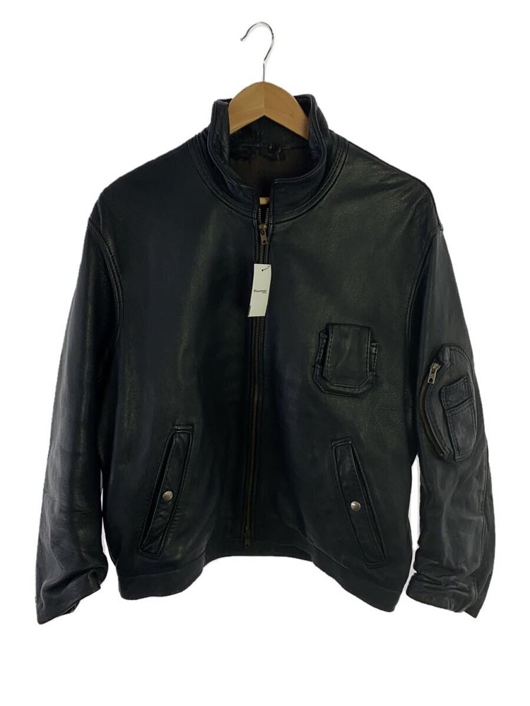 French Military 70S-/Pilot Leather Jacket/48/Cowhide/Blk/Cuffs And Collar Lining