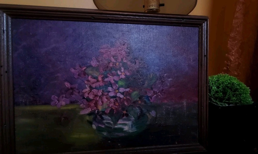 Original Purple Colors Floral Painting On Canvas 10x14