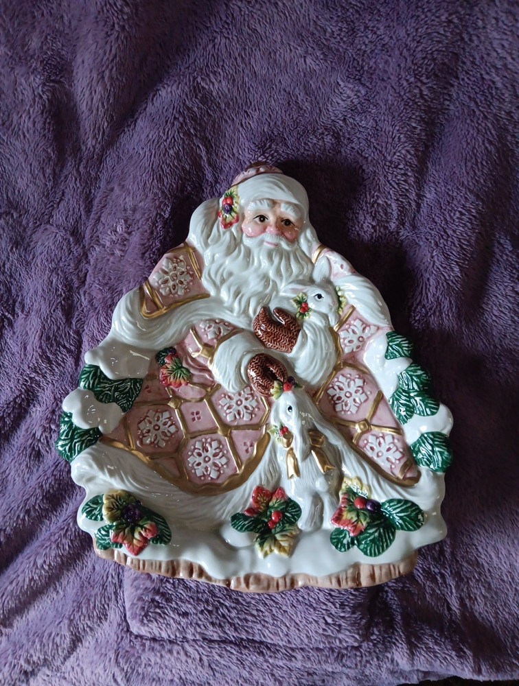 Fitz And Floyd Snowy Woods  Santa Serving Plate VTG EXCELLENT CONDITION