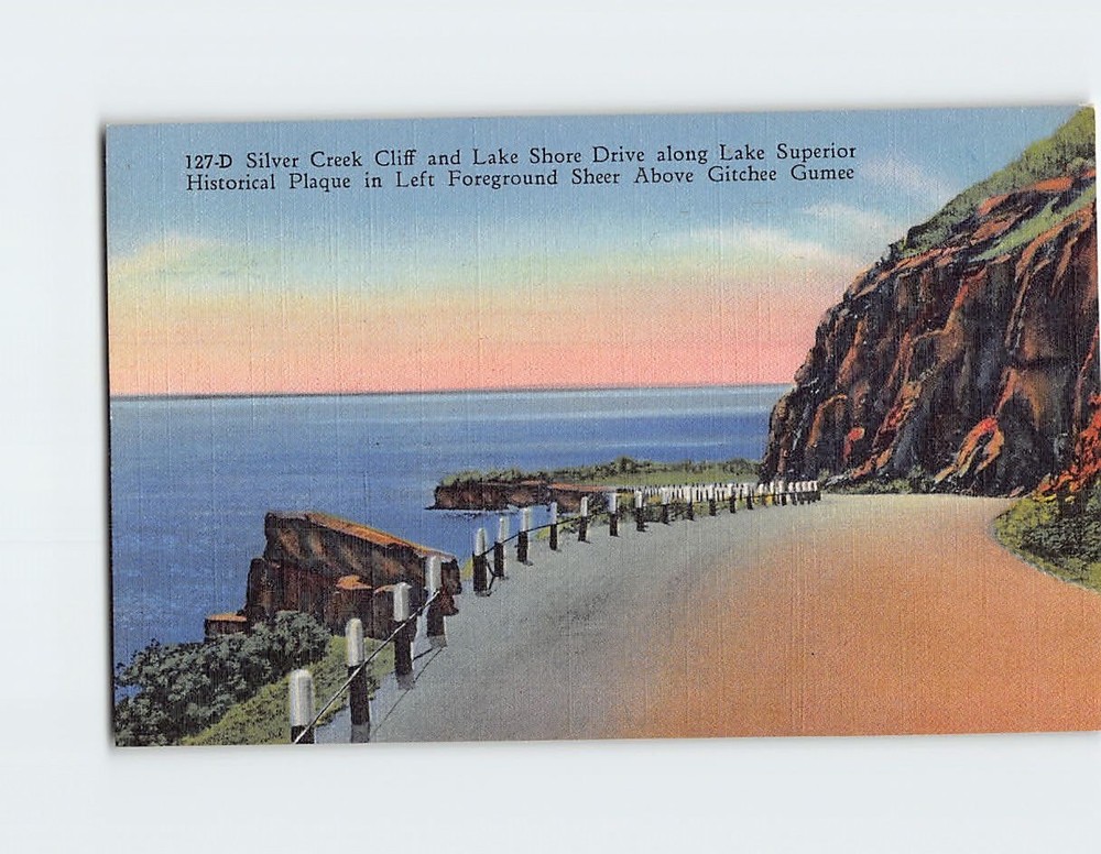 Postcard Silver Creek Cliff & Lake Shore Drive Lake Superior Minnesota