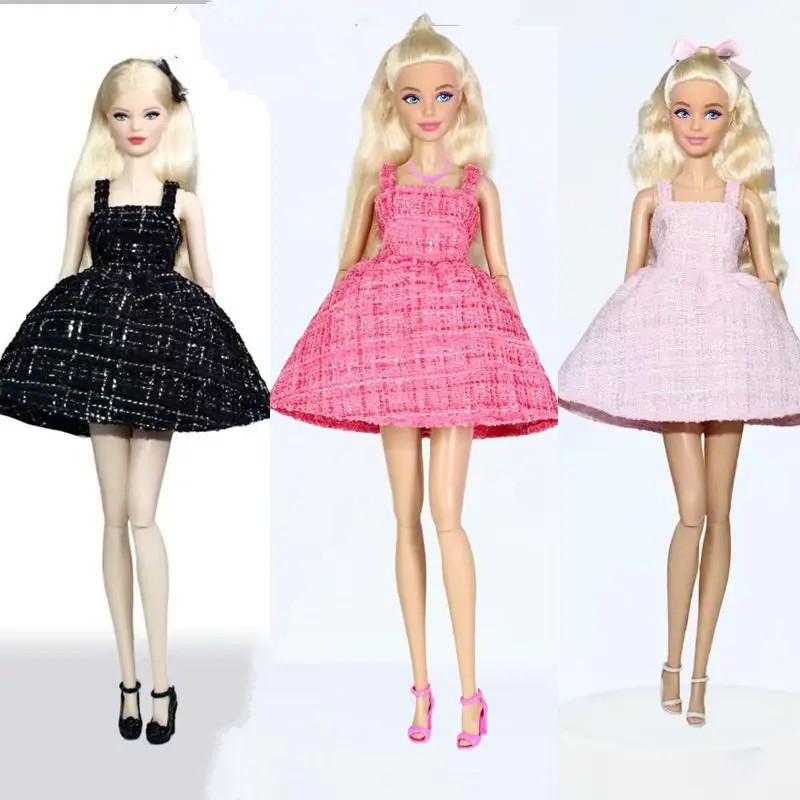 Fashion Pink Black Evening Dress 1/6 Doll Clothes Ball Gown 11.5