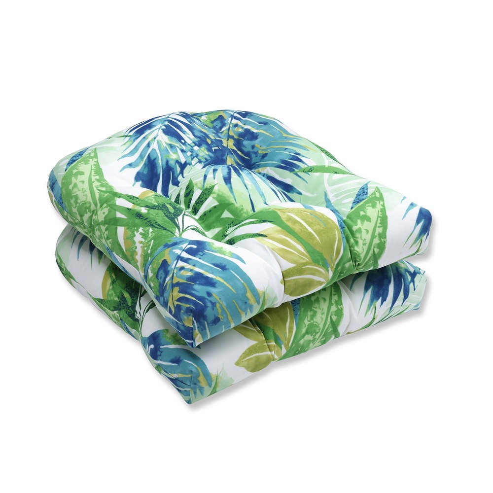Tropic Floral Indoor/Outdoor Wicker Chair Seat Cushion Tufted, Weather, and F...