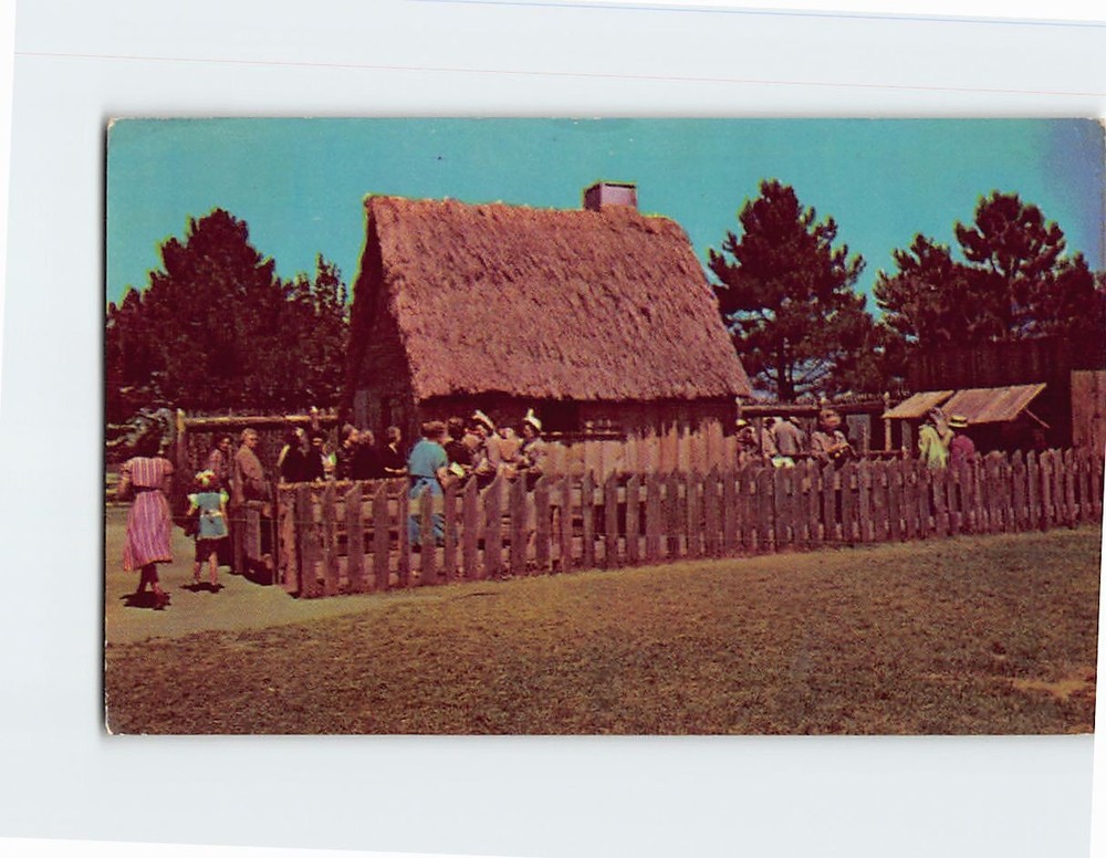 Postcard Plimoth Plantation First House Plymouth Massachusetts USA