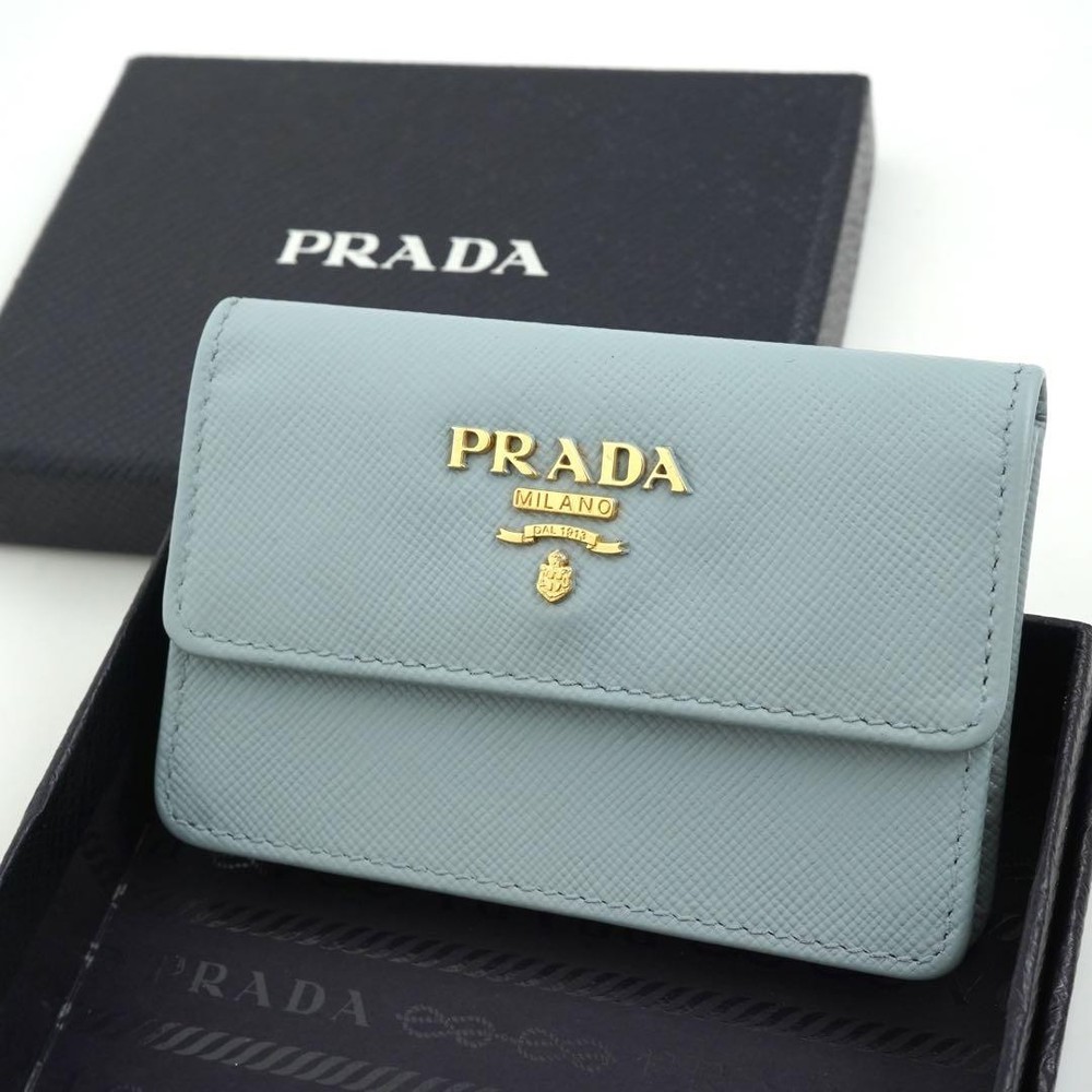 Prada Saffiano Leather Card Case Bi-Fold Boxed Used
