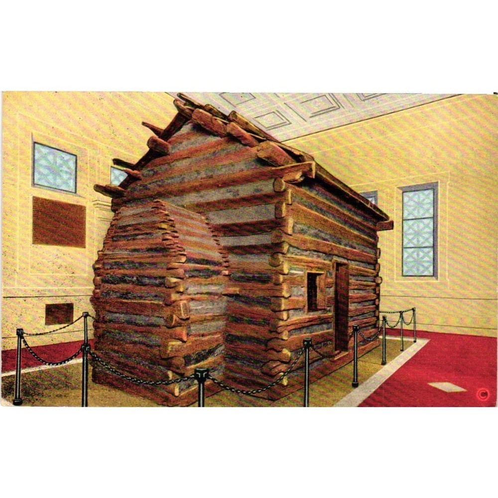 Vintage Abraham Lincoln Birthplace Log Cabin Hodgenville KY Linen Postcard K42