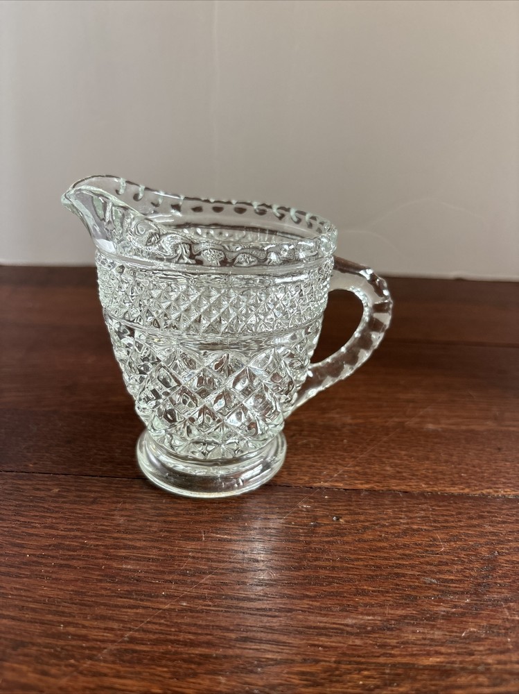 Vintage Wexford Anchor Hocking Glass Creamer Diamond Point Criss-Cross Pattern