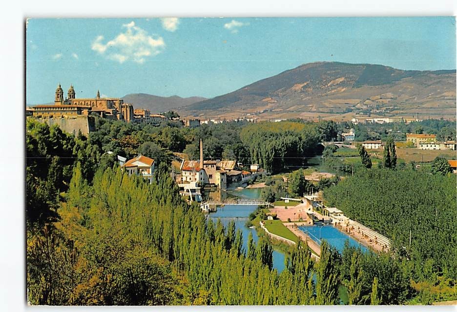 Postcard Landscape overlooking the Arga River Pamplona Spain