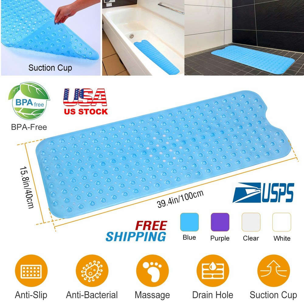Non Slip Bath Tub Mat Anti-Bacterial Extra Large Shower Safety Pad Kitchen Pool
