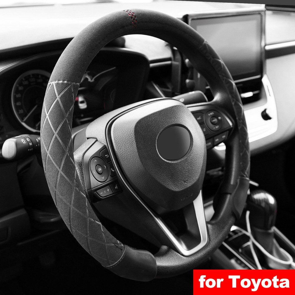 Suede Plush Non-Slip Car Steering Wheel Cover for Toyota Corolla RAV4 Camry