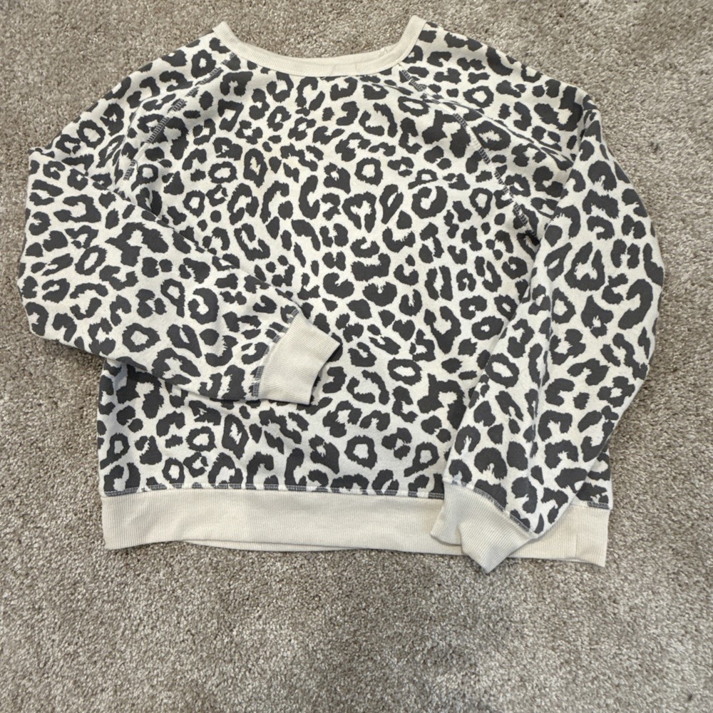 Grayson Threads Sweatshirt Womens L Gray Fleece Lined Leopard Print Pullover
