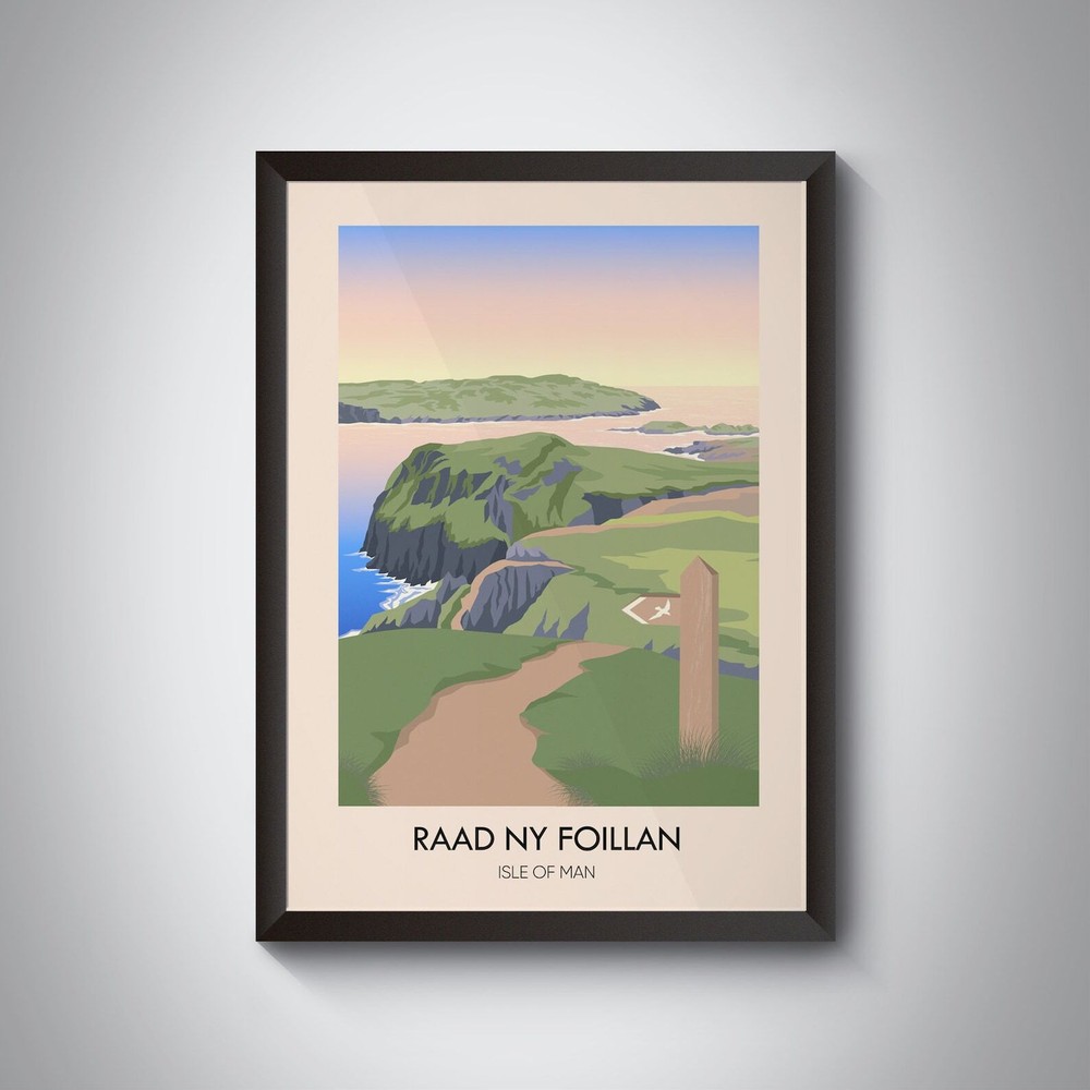 Raad Ny Foillan Hiking Trail Poster Isle Of Man Coastal Path Travel Poster Wall