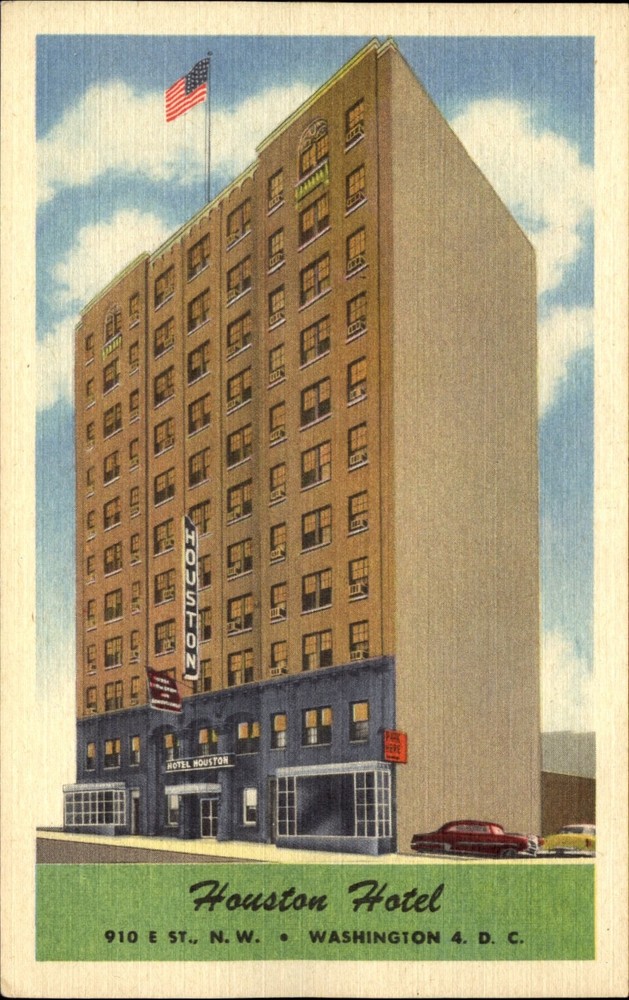 Houston Hotel ~ Washington DC ~ vintage 1940s linen postcard