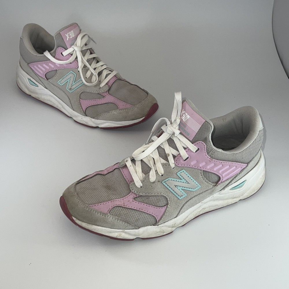 New Balance Girls GSX90ROD Low Top Lace Up Running Pink Blue Size 7