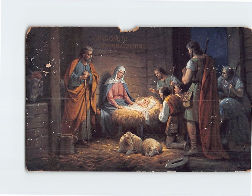 Postcard The Nativity Scene Art Print Christmas Greeting Card