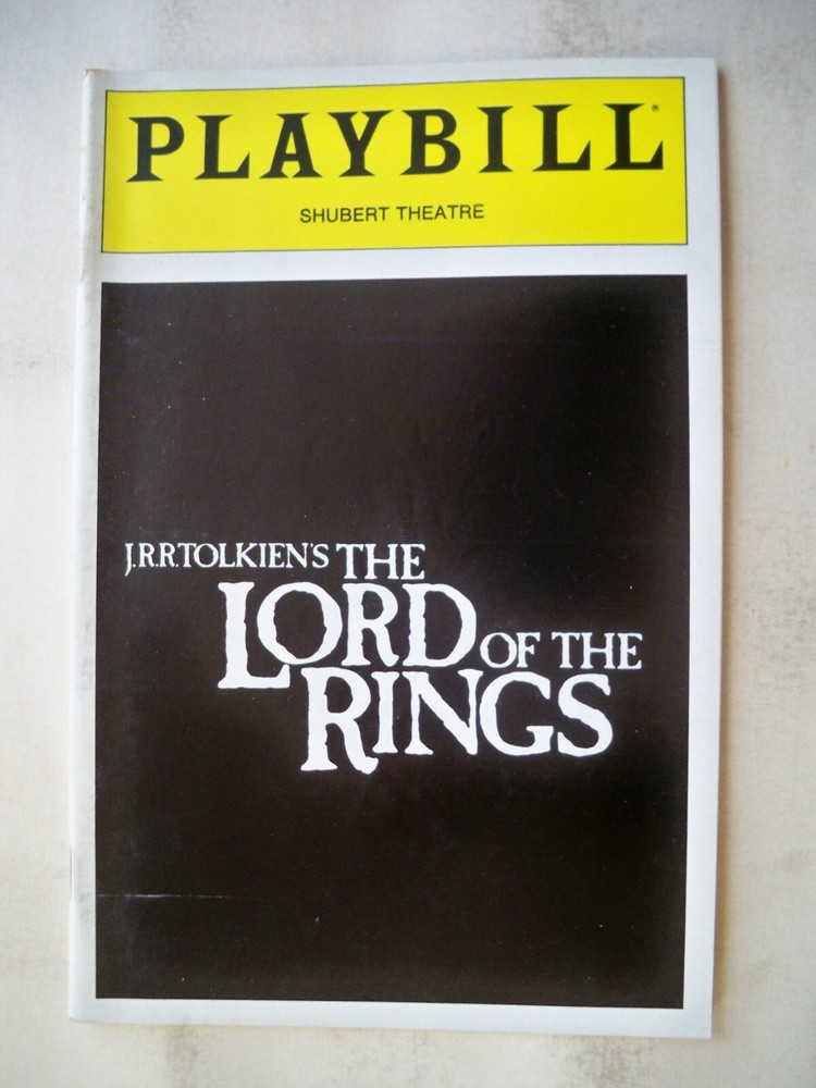THE LORD OF THE RINGS Playbill JRR. TOLKIEN / THEATRE SANS FIL Tour BOSTON 1986