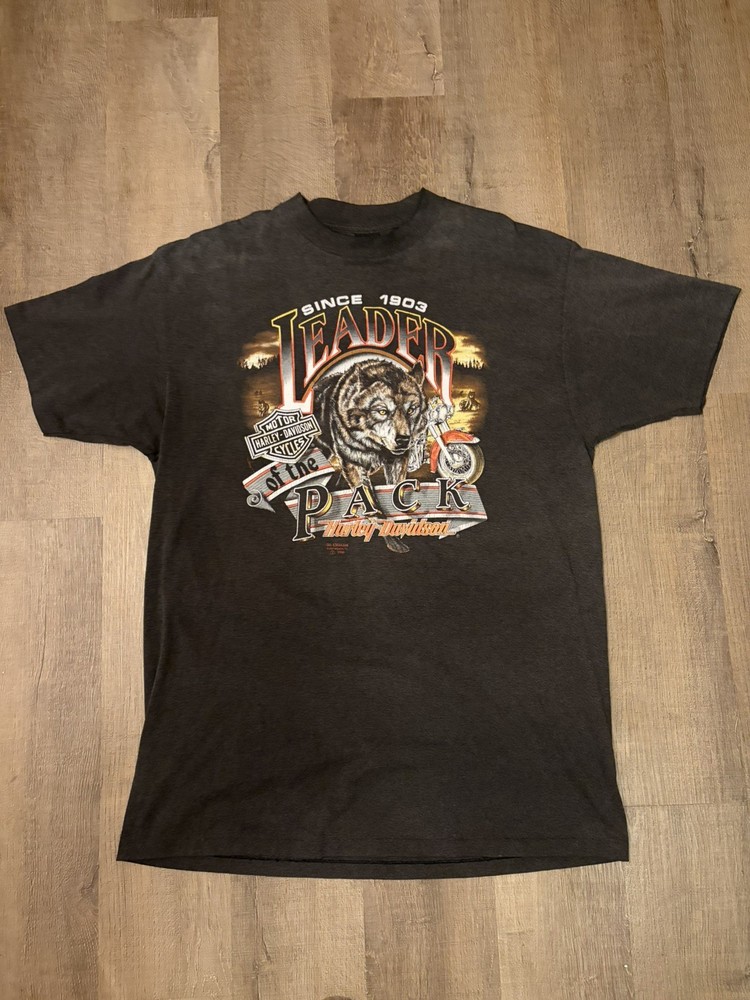 Vintage 1990 Harley Davidson “Leader Of The Pack” 3D Emblem T Shirt, Size XL
