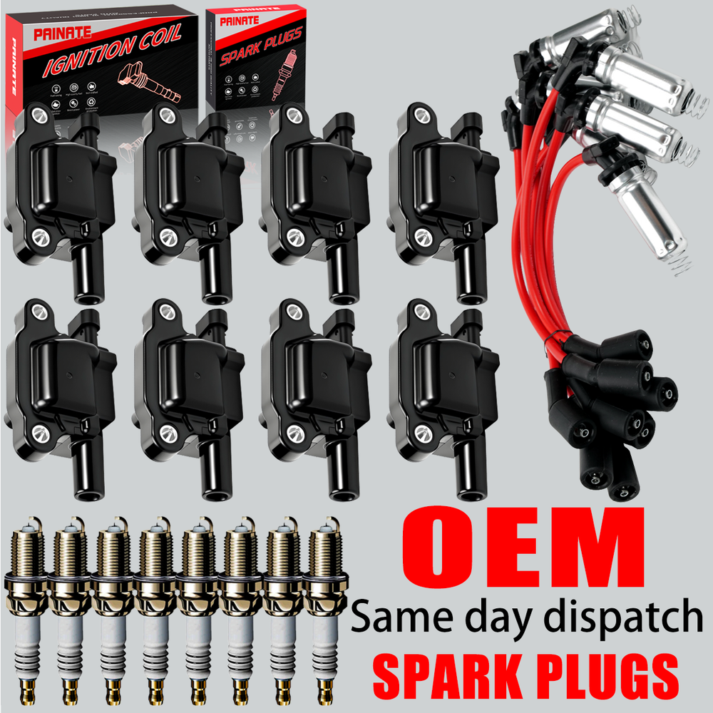 8X OEM Ignition Coil & Iridium Spark Plug & Wire For Chevy GMC 5.3 6.0 6.2 UF413