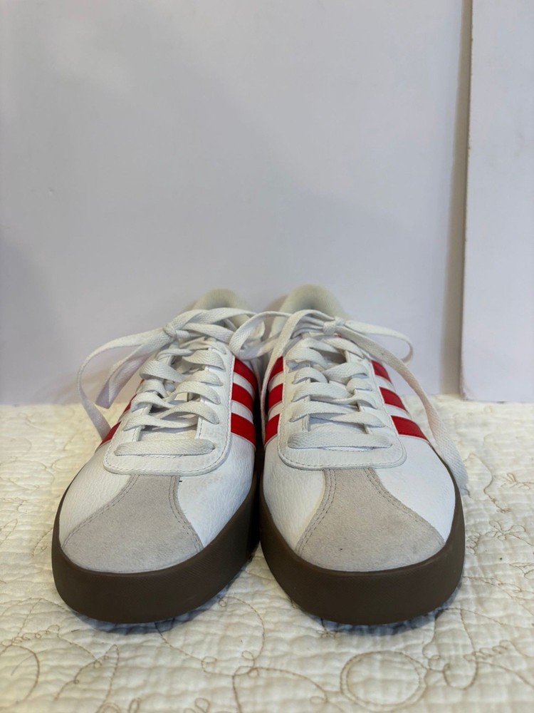 Adidas VL Court 2.0 Women’s Sneakers Size 8,5 White Red  Leather Suede Casual