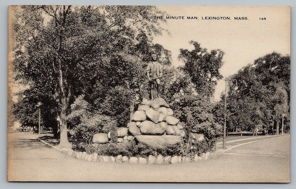 Lexington Massachusetts Minute Man Statue Captain John Parker Vintage Postcard
