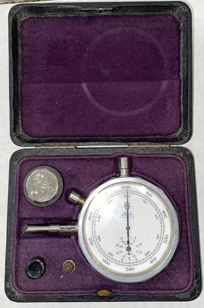 Vintage Hasler Compteur Tachometer In Case Switzerland 1918 Patent Date