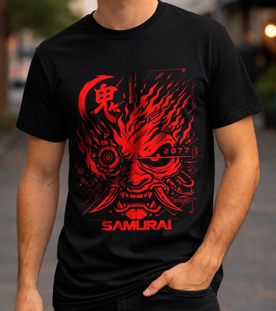 Cyberpunk 2077 Samurai Emblem T Shirt Graphic Tee Streetwear Shirt
