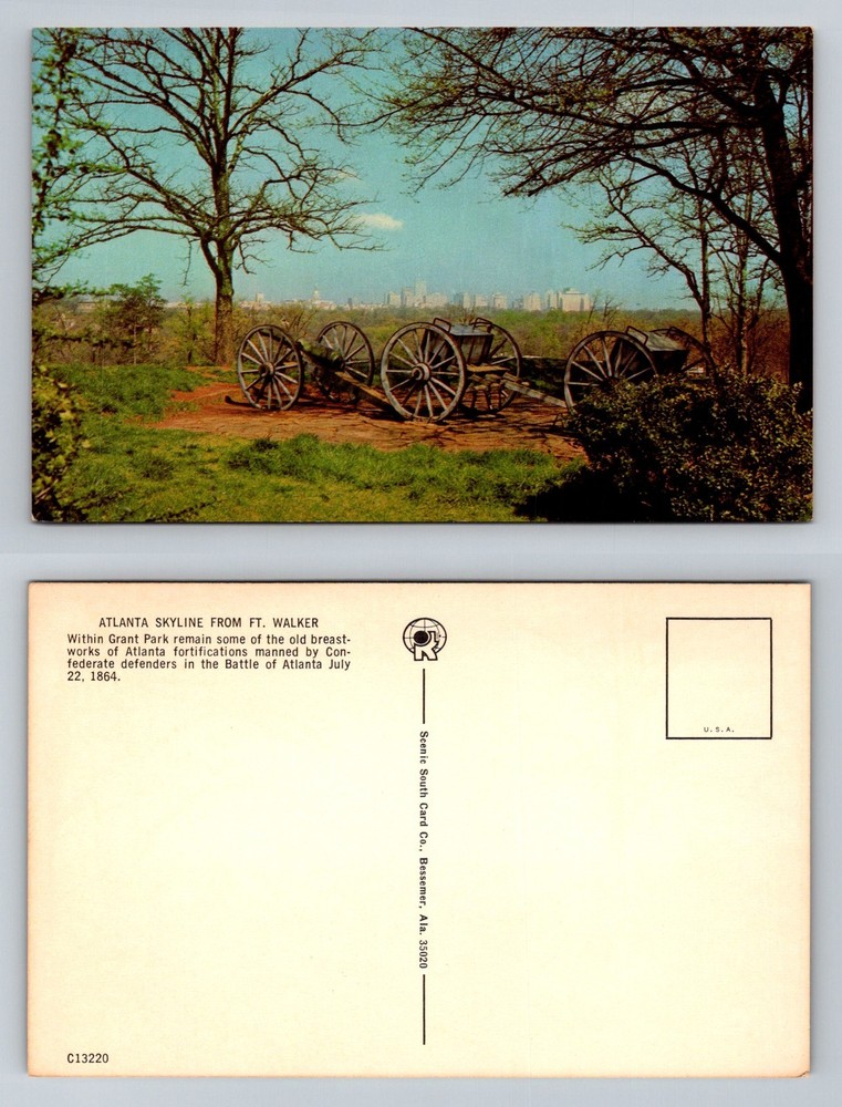 Atlanta GA-Georgia, Skyline View from Fort Walker Grant Park Vintage Postcard