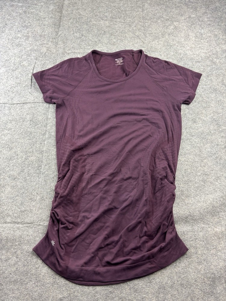 Athleta Women’s Shirt Speedlight Seamless Tee Short Sleeve Ruched Sides Athletic