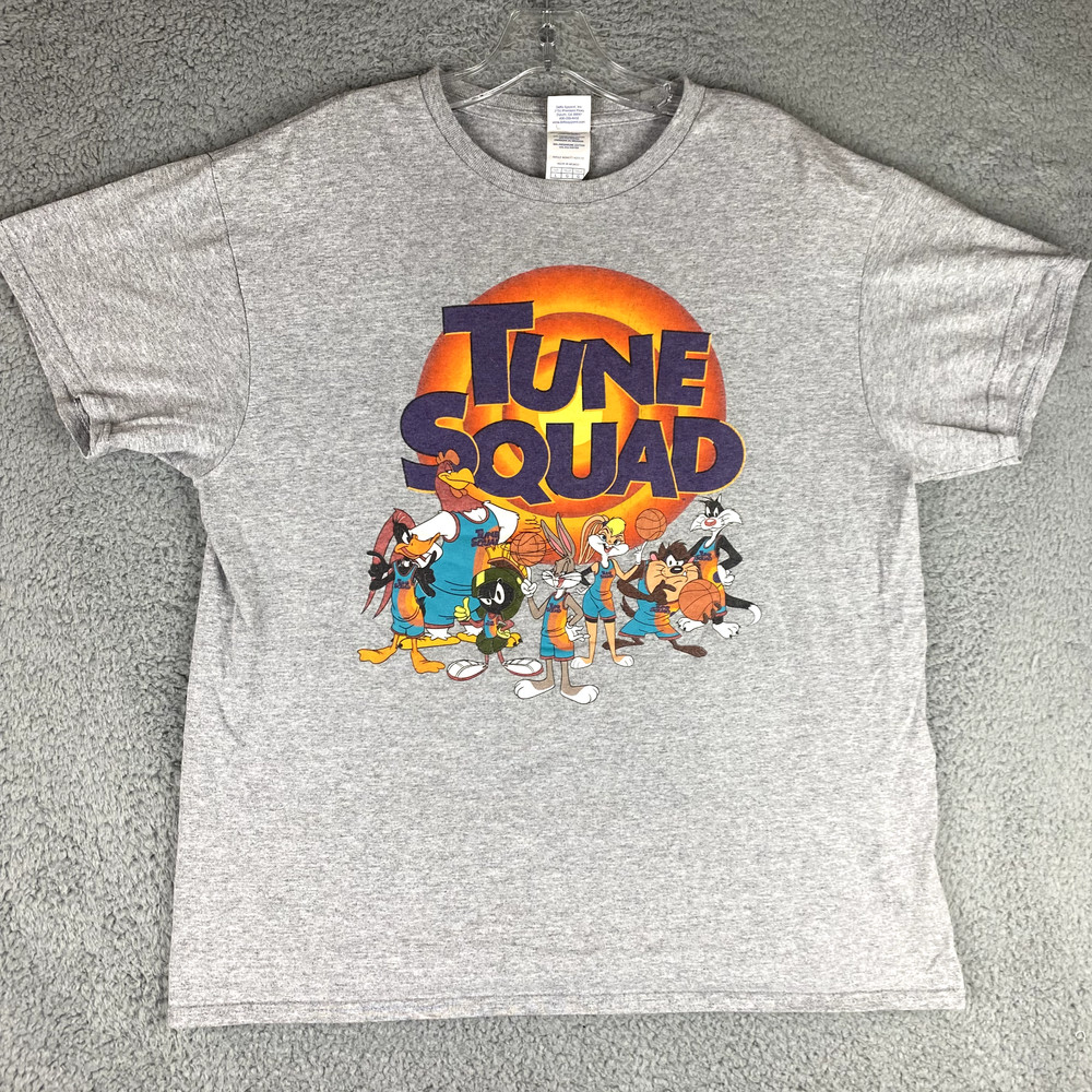 VINTAGE Space Jam Shirt Mens L Gray Tune Squad Looney Bugs Bunny Delta Y2K 90s
