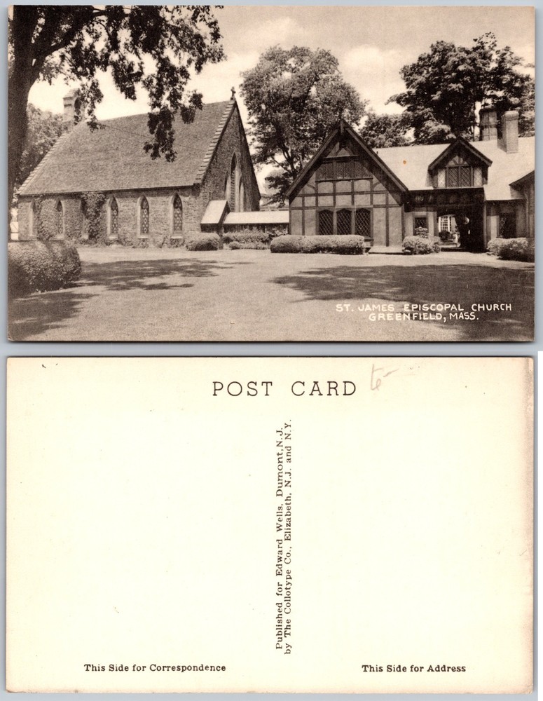 St James Episcopal Church Greenfield MA Postcard