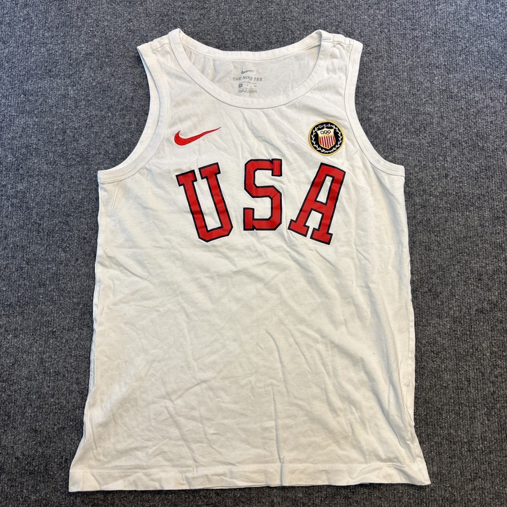 Team USA Tank Top Men’s Small White Sleeveless Shirt Nike Dri-Fit Olympics