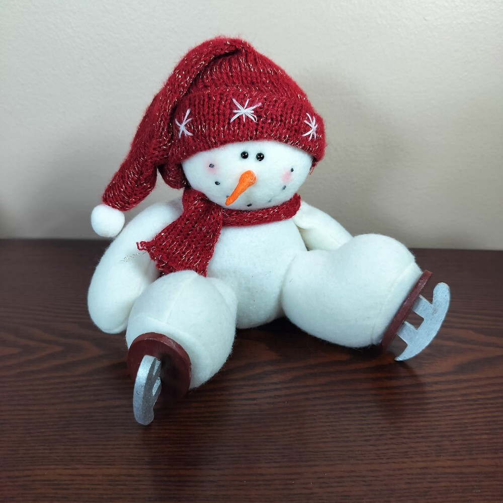 Christmas Plush Snowman Ice Skates Scarf Hat Snowman Holiday Winter Decor 6.5