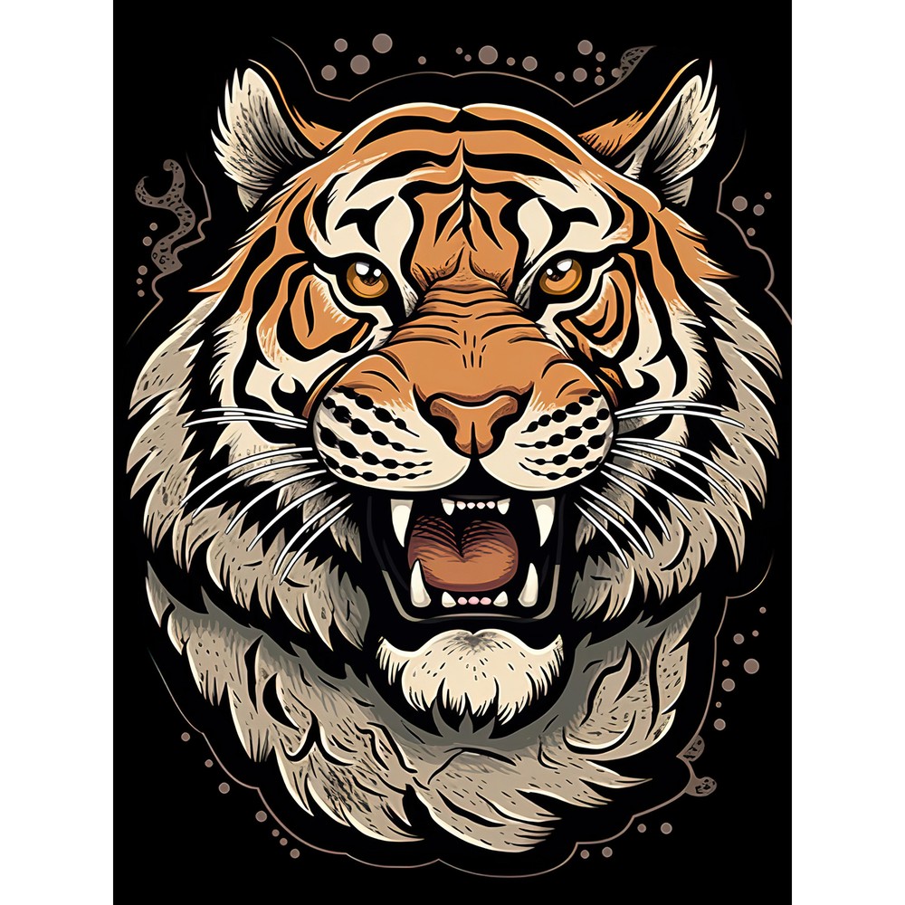 Growling Tiger Old School USA Tattoo Americana 50s Wall Art Poster Print Giant