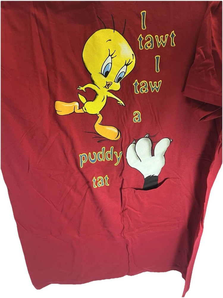 Vtg 90s Looney Tunes Tweety Bird Graphic Street Wear Tshirt puddy tat Sylvester