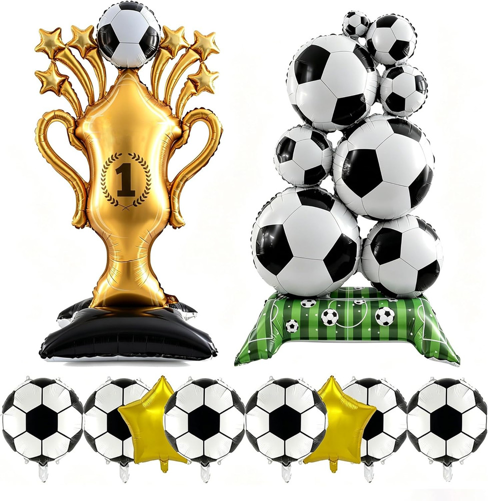 10Pcs Soccer Balloons for Party Decorations - Large 59'' World Cup Trophy and So