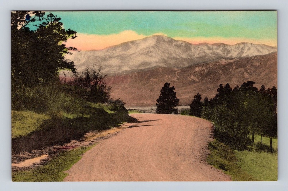 Pikes Peak CO-Colorado, Panoramic Pikes Peak, Antique Vintage Souvenir Postcard