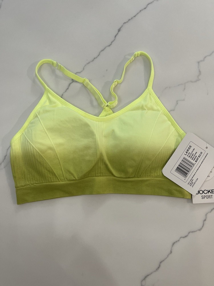 Jockey Womens Seamless Sports Bra Lined Size: L.  Lime Mist Racerback