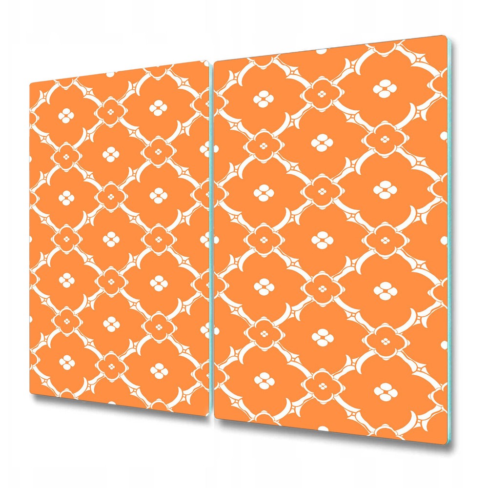 Glass Chopping Cutting Serving Board Orange Moroccan Flowers delicate 2x30x52