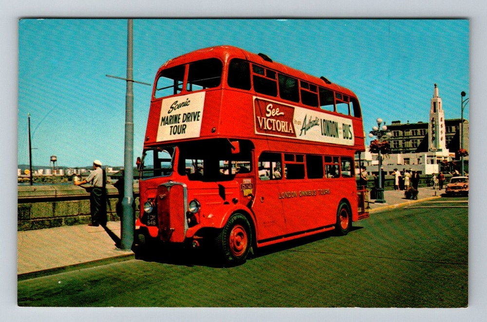 Canada- Victoria B.C. Double Decker Omnibus Tour Souvenir Post Vintage Postcard