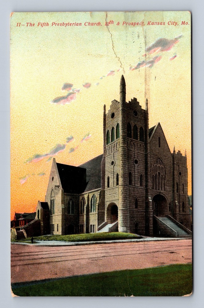 Kansas City MO-Missouri The Fifth Presbyterian Church Vintage c1909 Postcard