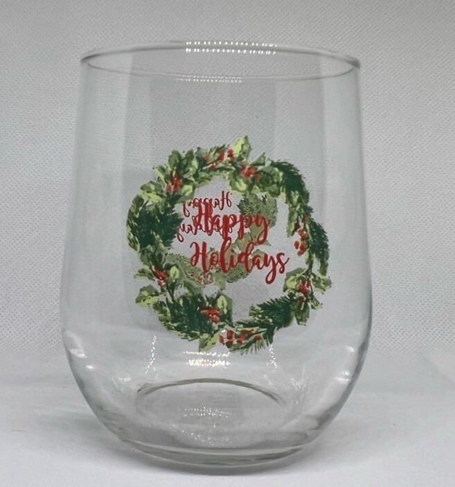 Festive Christmas Wreath Holiday Drinking Glass