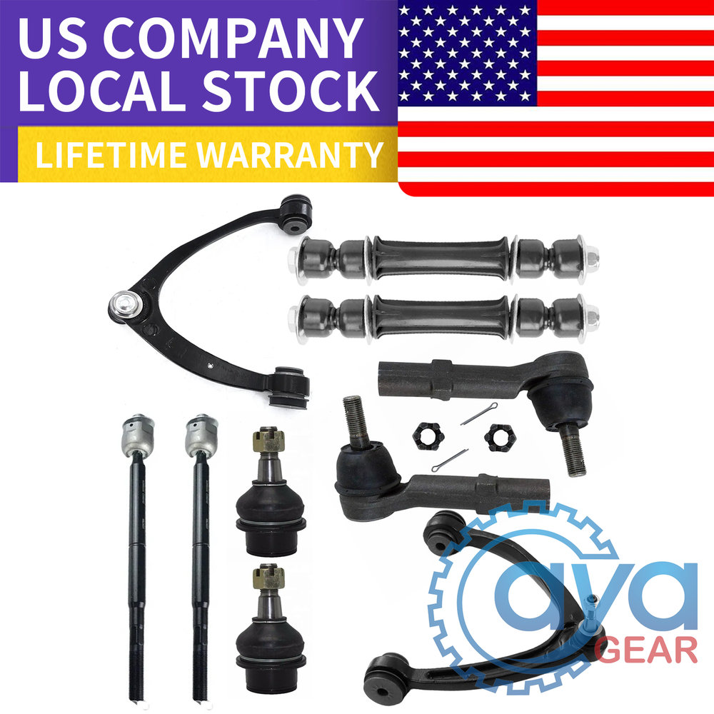10pcs Front Control Arms Ball Joints Tie Rod Kit for 2007-2013 Chevy Silverado GMC Sierra